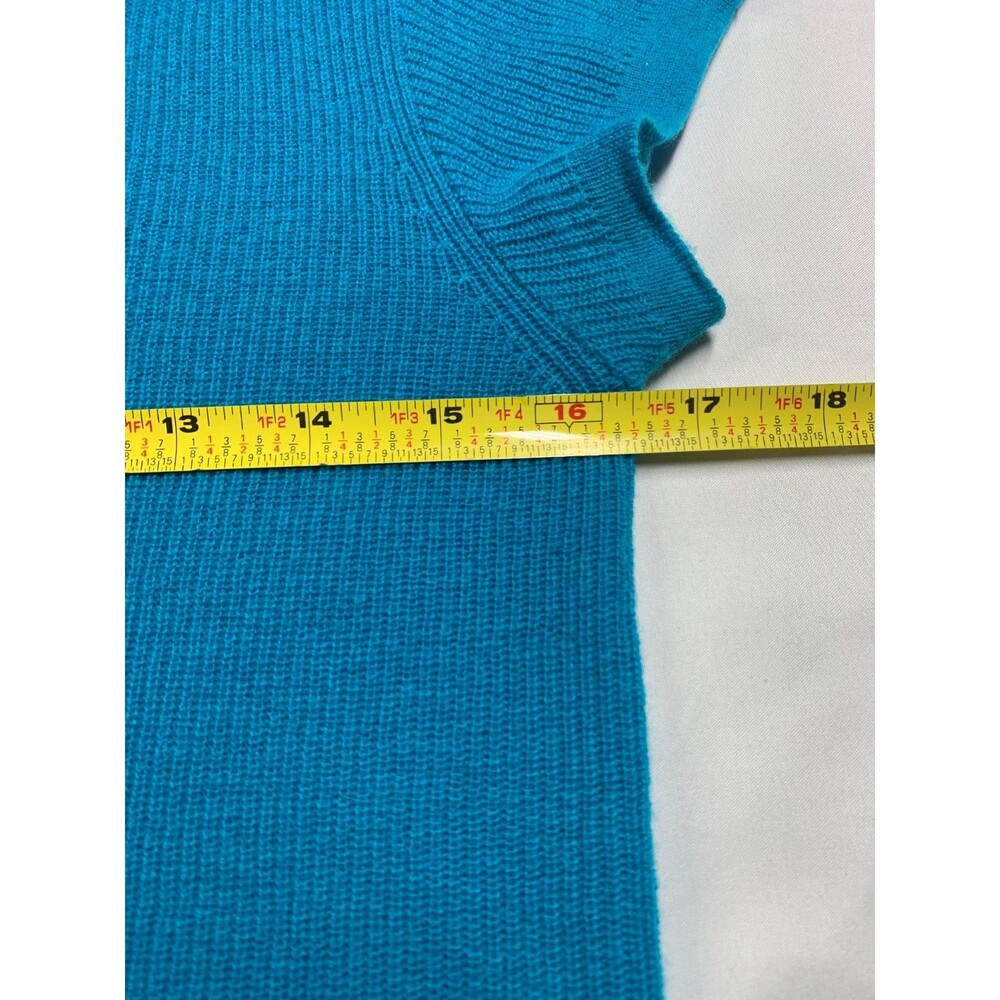J. Crew Teal Cashmere Short Sleeve Sweater Size M Medium Ribbed Knit Top - Picture 4 of 9